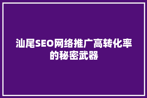 汕尾SEO网络推广高转化率的秘密武器