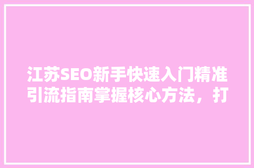 江苏SEO新手快速入门精准引流指南掌握核心方法，打造高效流量