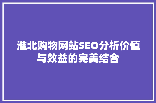 淮北购物网站SEO分析价值与效益的完美结合