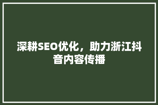 深耕SEO优化，助力浙江抖音内容传播