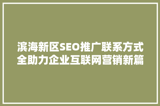 滨海新区SEO推广联系方式全助力企业互联网营销新篇章