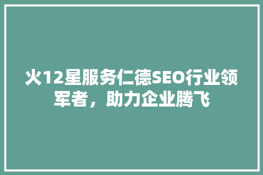 火12星服务仁德SEO行业领军者，助力企业腾飞