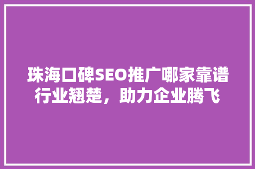 珠海口碑SEO推广哪家靠谱行业翘楚，助力企业腾飞