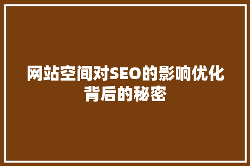 网站空间对SEO的影响优化背后的秘密