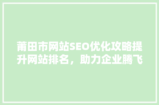 莆田市网站SEO优化攻略提升网站排名，助力企业腾飞