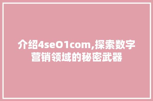 介绍4seO1com,探索数字营销领域的秘密武器