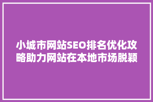 小城市网站SEO排名优化攻略助力网站在本地市场脱颖而出