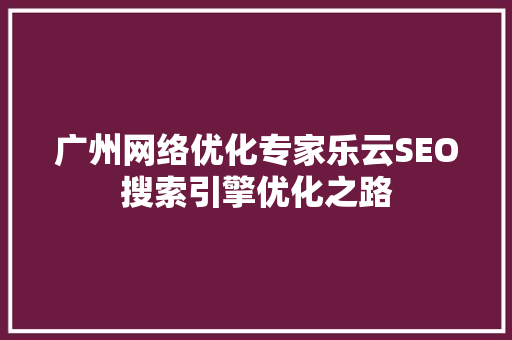 广州网络优化专家乐云SEO搜索引擎优化之路