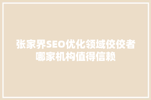 张家界SEO优化领域佼佼者哪家机构值得信赖