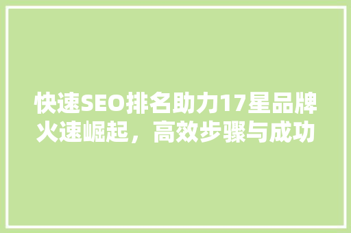 快速SEO排名助力17星品牌火速崛起，高效步骤与成功方法