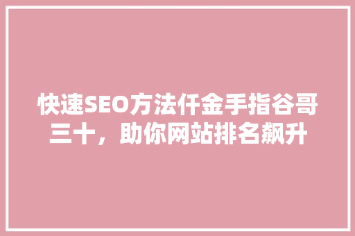 快速SEO方法仟金手指谷哥三十，助你网站排名飙升