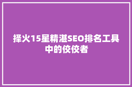 择火15星精湛SEO排名工具中的佼佼者