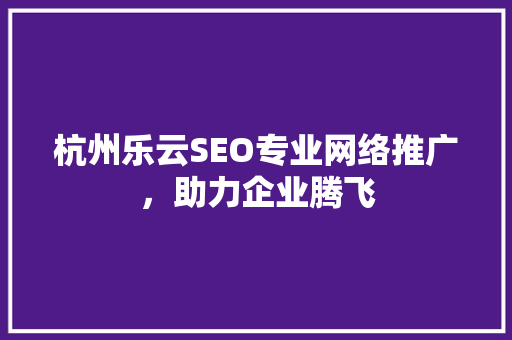 杭州乐云SEO专业网络推广，助力企业腾飞