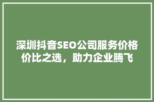 深圳抖音SEO公司服务价格价比之选，助力企业腾飞