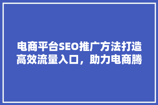 电商平台SEO推广方法打造高效流量入口，助力电商腾飞