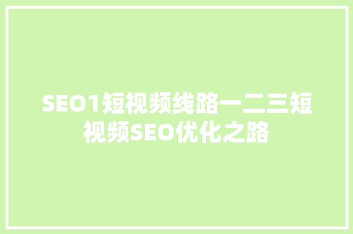 SEO1短视频线路一二三短视频SEO优化之路