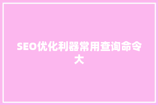 SEO优化利器常用查询命令大