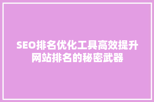 SEO排名优化工具高效提升网站排名的秘密武器