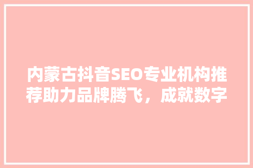 内蒙古抖音SEO专业机构推荐助力品牌腾飞，成就数字辉煌