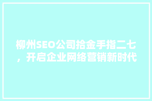 柳州SEO公司拾金手指二七，开启企业网络营销新时代