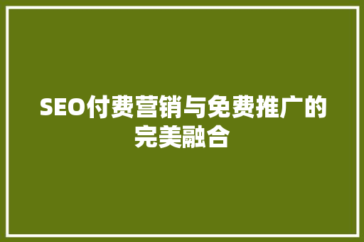 SEO付费营销与免费推广的完美融合