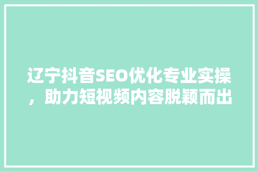 辽宁抖音SEO优化专业实操，助力短视频内容脱颖而出
