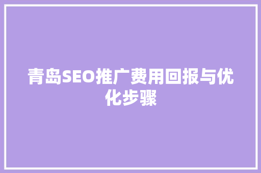 青岛SEO推广费用回报与优化步骤