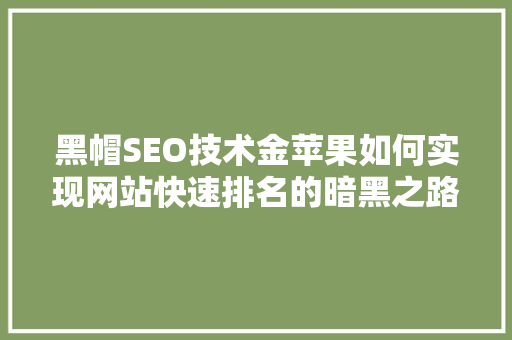 黑帽SEO技术金苹果如何实现网站快速排名的暗黑之路