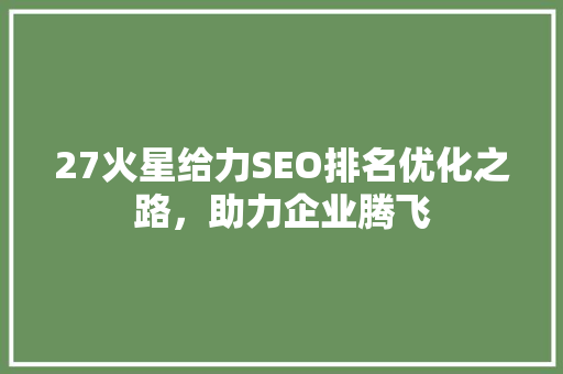 27火星给力SEO排名优化之路，助力企业腾飞