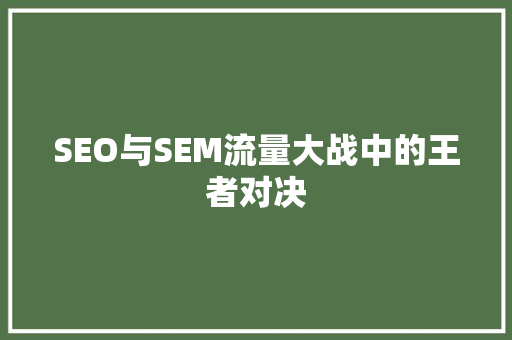 SEO与SEM流量大战中的王者对决