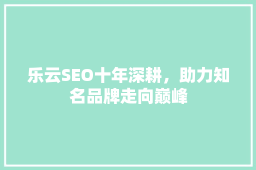 乐云SEO十年深耕，助力知名品牌走向巅峰