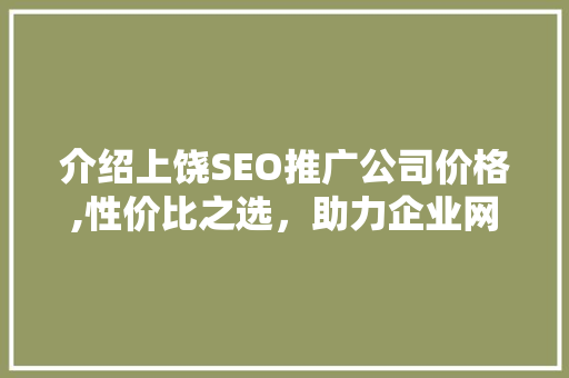 介绍上饶SEO推广公司价格,性价比之选，助力企业网络营销
