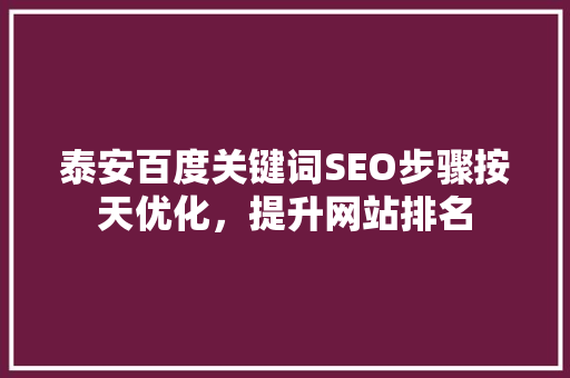泰安百度关键词SEO步骤按天优化，提升网站排名