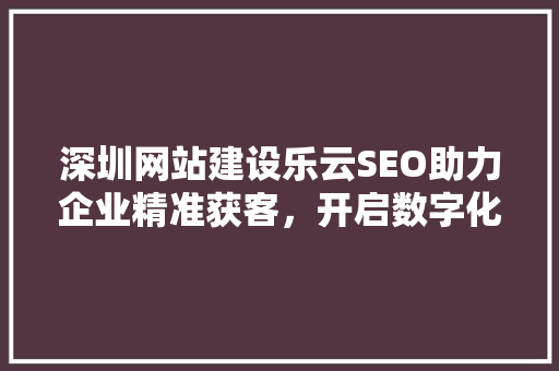 深圳网站建设乐云SEO助力企业精准获客，开启数字化营销新篇章