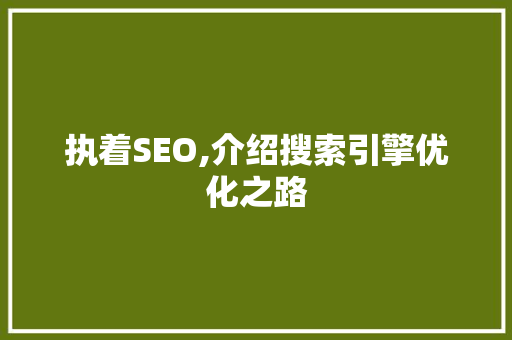 执着SEO,介绍搜索引擎优化之路