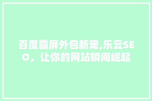 百度霸屏外包新宠,乐云SEO，让你的网站瞬间崛起