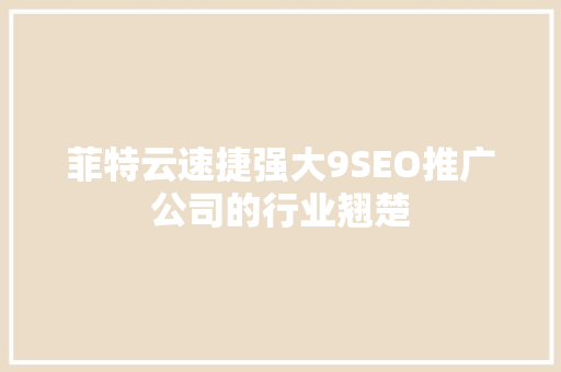 菲特云速捷强大9SEO推广公司的行业翘楚
