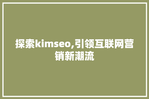 探索kimseo,引领互联网营销新潮流