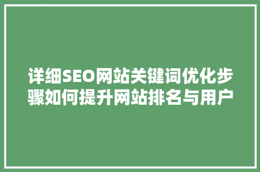 详细SEO网站关键词优化步骤如何提升网站排名与用户体验