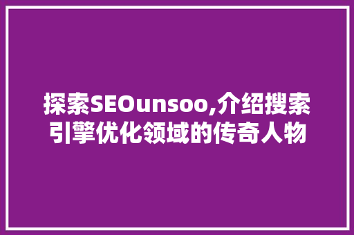 探索SEOunsoo,介绍搜索引擎优化领域的传奇人物