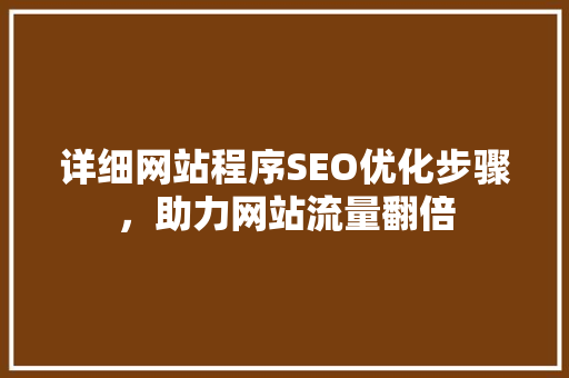 详细网站程序SEO优化步骤，助力网站流量翻倍
