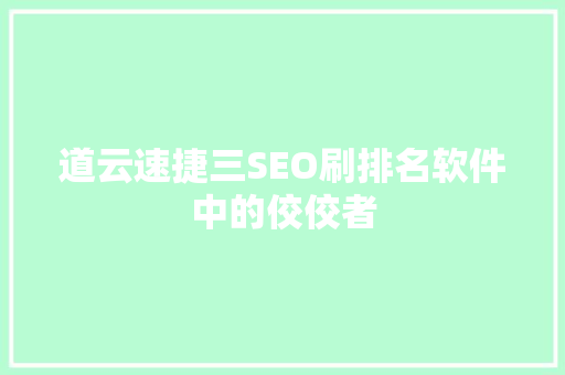道云速捷三SEO刷排名软件中的佼佼者