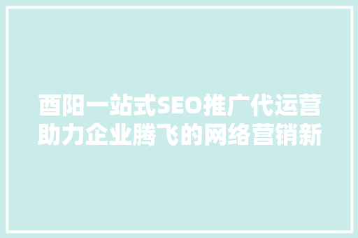 酉阳一站式SEO推广代运营助力企业腾飞的网络营销新选择