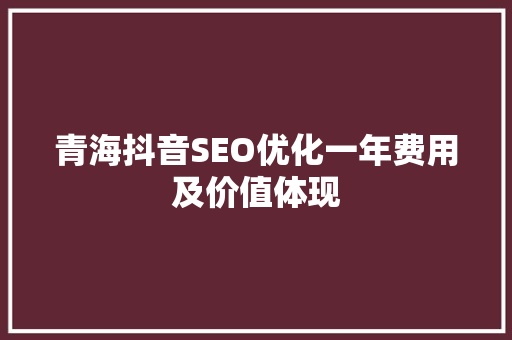 青海抖音SEO优化一年费用及价值体现