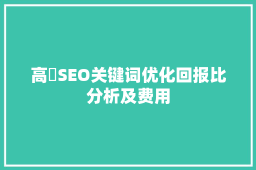 高埗SEO关键词优化回报比分析及费用