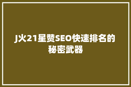J火21星赞SEO快速排名的秘密武器