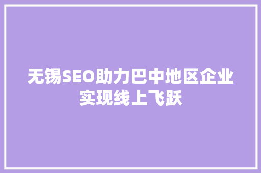无锡SEO助力巴中地区企业实现线上飞跃