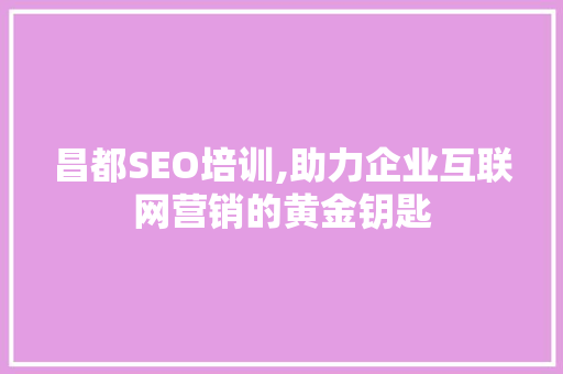 昌都SEO培训,助力企业互联网营销的黄金钥匙