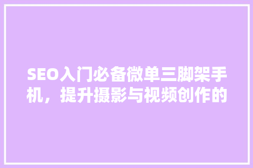 SEO入门必备微单三脚架手机，提升摄影与视频创作的专业度