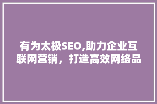 有为太极SEO,助力企业互联网营销，打造高效网络品牌形象